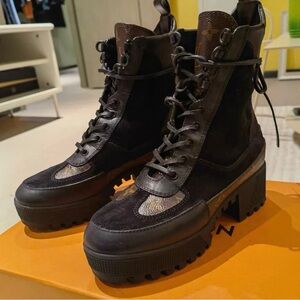 Louis Vuitton Black and Brown Ankle Boots